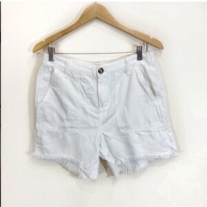 Aerie White Linen Fringe Shorts High Rise New Size Small Stretchy Back Waist